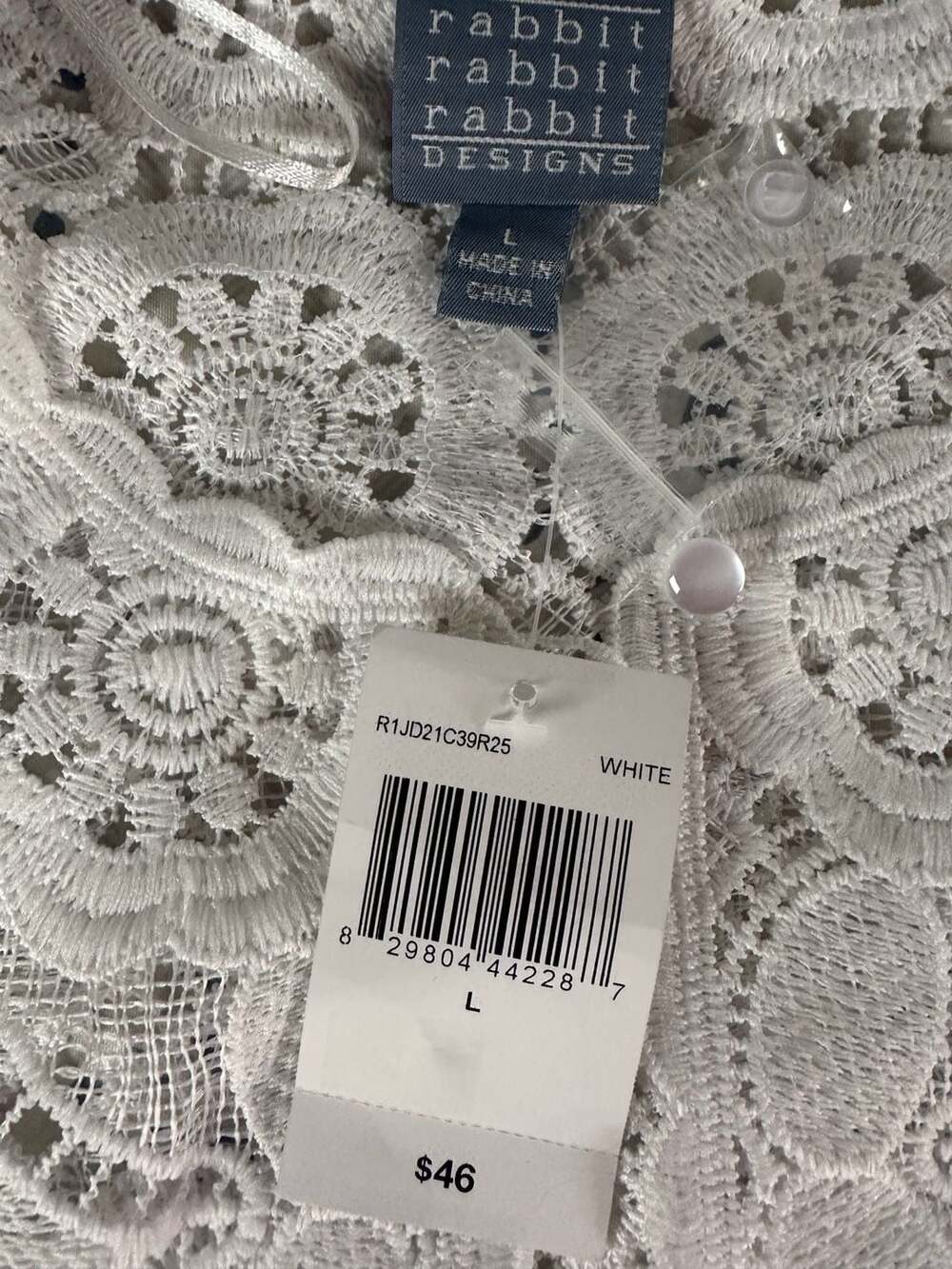 Rabbit Rabbit Rabbit Designs White Geometric Lace Cardigan - Picture 6 of 9